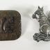 Button: Two metal squirrels eating