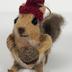 Ornament: Felted squirrel with knit hat